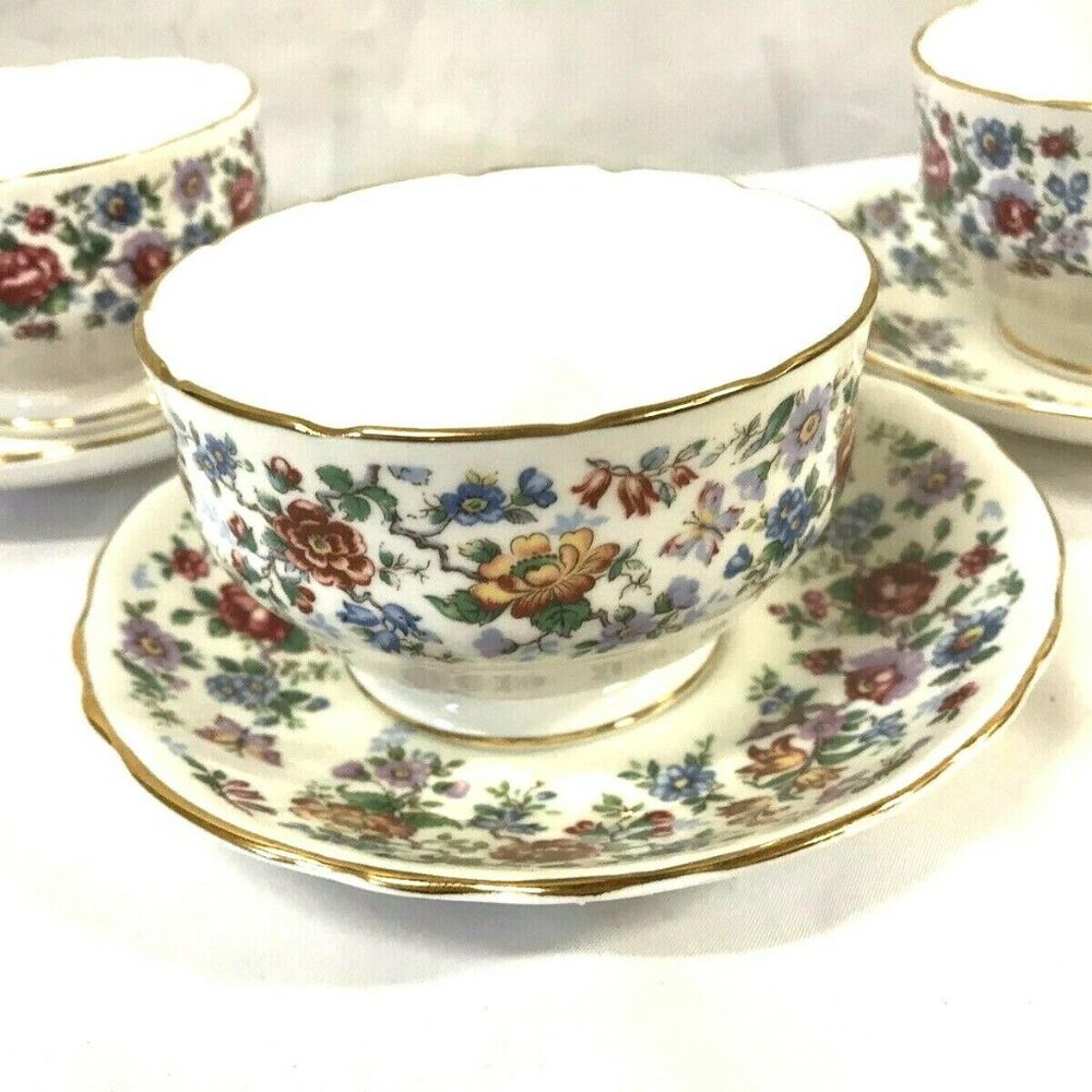 STAFFORDSHIRE China Springtime Chintz Sherbet Cups